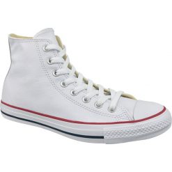 Białe Buty Converse Chuck Taylor All Star Hi Leather W 132169C. Białe trampki i tenisówki damskie Converse, bez wzorów, z tkaniny, bez zapięcia. W wyprzedaży za 359,00 zł.