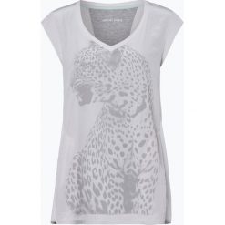 Marc Cain Sports - Koszulka damska z dodatkiem lnu, beżowy. Brązowe t-shirty damskie marki Marc Cain Sports, z nadrukiem, z bawełny, z kontrastowym kołnierzykiem. Za 649,95 zł.