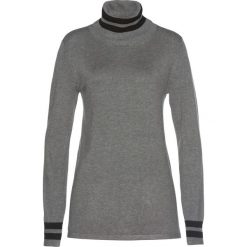 Sweter z golfem bonprix szary melanż - czarny. Szare swetry damskie bonprix, bez wzorów, bez rękawów. Za 99,99 zł.