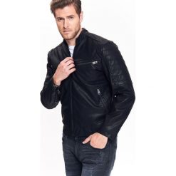 KURTKA MĘSKA TYPU BIKER ZE SKÓRY EKOLOGICZNEJ. Szare kurtki męskie skórzane marki Top Secret, na lato, m. Za 139,99 zł.