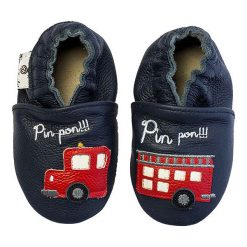 Buciki niemowlęce: Skórzane buty niemowlęce „Firetruck” w kolorze granatowym