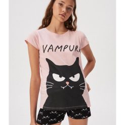 Piżama dwuczęściowa Vampurr - Różowy. Różowe piżamy damskie Sinsay, s, bez wzorów, bez rękawów. Za 39,99 zł.