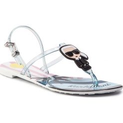 Sandały KARL LAGERFELD - KL80083 Karlifornia Rubber. Czarne klapki damskie KARL LAGERFELD, bez wzorów, z tworzywa sztucznego, bez obcasa, na obcasie. W wyprzedaży za 259,00 zł.