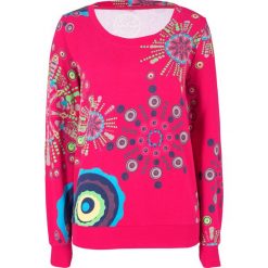 Bluza z nadrukiem bonprix czerwień granatu z nadrukiem. Czerwone bluzy damskie bonprix, z nadrukiem, bez rękawów, bez kaptura. Za 99,99 zł.
