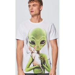 Koszulka z kolekcji Space - Biały. Białe koszulki męskie Cropp, s, bez wzorów, bez kołnierzyka, bez rękawów. Za 39,99 zł.