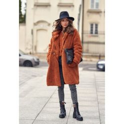 Brązowy Płaszcz Winder. Pomarańczowe płaszcze damskie Renee, na zimę, xl, z dzianiny, długie. Za 239,99 zł.