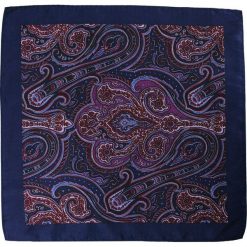 Granatowo-Fioletowa Elegancka Poszetka Męska - ALTIES - Wzór Orientalny POSZALTS0185. Niebieskie poszetki męskie Alties, eleganckie. Za 27,00 zł.
