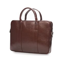 Skórzana męska torba na laptopa Brązowa Solier William. Pomarańczowe torby męskie skórzane Solier, bez wzorów, ze skóry, eleganckie, na ramię. Za 419,00 zł.