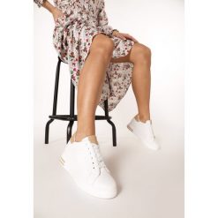 Biało-Beżowe Sneakersy Xanthe. Białe koturny damskie Born2be, ze skóry. Za 89,99 zł.