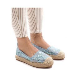 Niebieskie ażurowe espadryle L08-71. Niebieskie espadryle damskie ButyModne, bez wzorów, z syntetyku, bez obcasa. Za 74,49 zł.