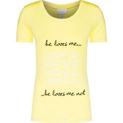 T-shirt SPORTALM CORDI Żółty. Żółte t-shirty damskie marki Sportalm, s, z nadrukiem, z wiskozy, z okrągłym kołnierzem. Za 440,00 zł.