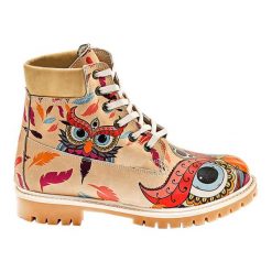 Trapery w kolorze beżowym ze wzorem. Brązowe buty trekkingowe damskie Streetfly, na sznurówki. W wyprzedaży za 219,95 zł.