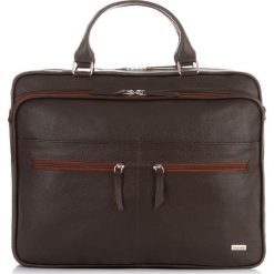 Skórzana torba męska na laptopa brązowa PAOLO PERUZZI G-03-BR - Brązowy. Pomarańczowe torby męskie skórzane Paolo Peruzzi, w paski, ze skóry. Za 329,99 zł.