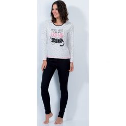 Damska piżama Cat Friend. Szare piżamy damskie CTM Style, z napisami, z bawełny, bez rękawów. Za 110,99 zł.