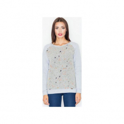Bluza M514 Szary. Szare bluzy damskie marki FIGL, m, z bawełny, eleganckie, z asymetrycznym kołnierzem, z długim rękawem. Za 149,00 zł.