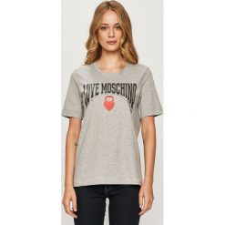 Love Moschino - T-shirt. Białe bluzki damskie Love Moschino, m, z nadrukiem, z elastanu, casualowe, z okrągłym kołnierzem. Za 479,90 zł.