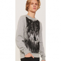 Bluza z wilkiem - Szary. Szare bluzy męskie rozpinane marki House, l. Za 89,99 zł.