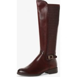 Tamaris - Kozaki damskie ze skóry, czerwony. Czerwone kozaki damskie Tamaris, ze skóry, eleganckie. Za 529,95 zł.