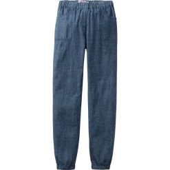 Dżinsy z gumką w talii bonprix indygo. Niebieskie spodnie dziewczęce bonprix, bez wzorów, z jeansu, klasyczne. Za 74,99 zł.