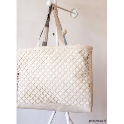 Shopper Ażurowa. Szare shopper bag damskie Pakamera, w ażurowe wzory, z bawełny. Za 239,00 zł.