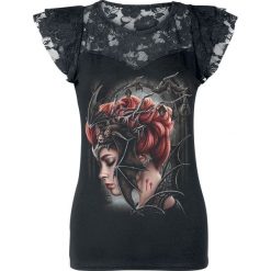 Spiral Queen Of The Night Koszulka damska czarny. Czarne t-shirty damskie marki Spiral, xl, z nadrukiem, z koronki, z okrągłym kołnierzem. Za 99,90 zł.