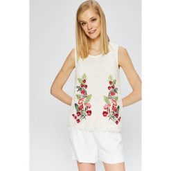 Desigual - Top. Szare topy damskie Desigual, l, z bawełny, z okrągłym kołnierzem. W wyprzedaży za 199,90 zł.