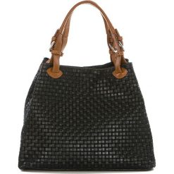 Shopper bag damskie: Skórzana torebka w kolorze czarnym – 45 x 37 x 15 cm