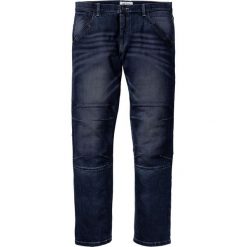 Dżinsy ze stretchem Regular Fit Straight bonprix ciemnoniebieski "used". Niebieskie jeansy męskie bonprix, m, z aplikacjami, z jeansu. Za 59,99 zł.