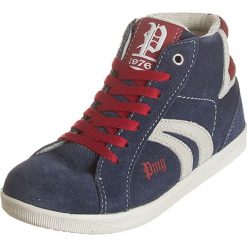 Sneakersy "Unique" w kolorze niebiesko-ciemnoczerwonym. Czerwone trampki chłopięce Primigi, bez wzorów, na sznurówki. W wyprzedaży za 112,95 zł.