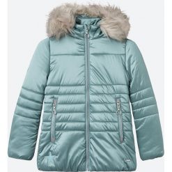 Coccodrillo - Kurtka dziecięca 128-158 cm. Zielone kurtki dziewczęce COCCODRILLO, bez wzorów, z tkaniny, długie, z kapturem. Za 209,90 zł.