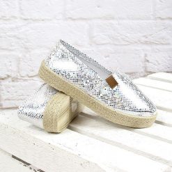 Espadryle damskie: Srebrne espadryle damskie holograficzne Wishot