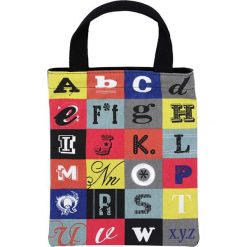 Torebki klasyczne damskie: Torba „libri_x – Alphabet” z kolorowym wzorem – 20 x 24 cm