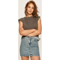 Answear - T-shirt. Szare bluzki damskie ANSWEAR, l, bez wzorów, z bawełny, z okrągłym kołnierzem. W wyprzedaży za 59,90 zł.