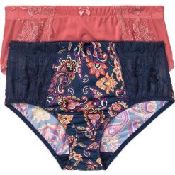 Figi wyszczuplające (2 pary) bonprix z nadrukiem paisley + rabarbarowy. Czarne majtki damskie wyszczuplające bonprix, z nadrukiem. Za 55,98 zł.