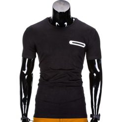 T-shirt męski bez nadruku S824 - czarny. Czarne t-shirty męskie Ombre Clothing, s, z nadrukiem, eleganckie, bez kołnierzyka. Za 21,99 zł.