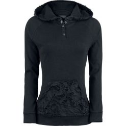 Bluzy rozpinane damskie: Gothicana by EMP Slashed Longsleeve Bluza z kapturem damska czarny