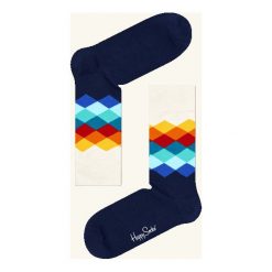 Skarpety Happy Socks Faded Diamond (FD01-105). Niebieskie skarpetki męskie marki Happy Socks, z bawełny. Za 29,99 zł.