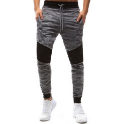 Spodnie dresowe męskie: Spodnie męskie dresowe camo szare (ux1160)