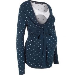 Sweter ciążowy /do karmienia piersią bonprix ciemnoniebieski w kropki. Niebieskie swetry damskie bonprix, bez wzorów, z tkaniny, eleganckie, bez rękawów, bez kaptura. Za 89,99 zł.