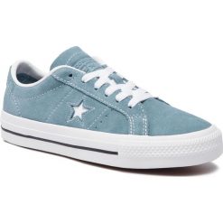 Tenisówki CONVERSE - One Star Pro Ox 163254C Celestial Teal/Bla. Niebieskie półbuty damskie Converse, bez wzorów, ze skóry, retro, bez obcasa, na płaskiej podeszwie, bez zapięcia. W wyprzedaży za 259,00 zł.