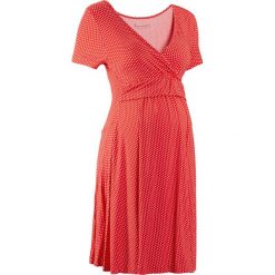 Sukienka ciążowa i do karmienia, shirtowa, krótki rękaw bonprix truskawkowo-biały w kropki. Czerwone sukienki ciążowe bonprix, w kropki, mini. Za 59,99 zł.