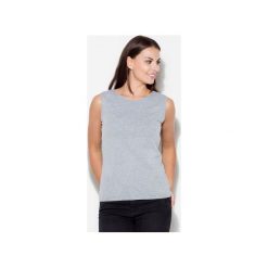 Bluzka K237 Szary. Szare bluzki damskie KATRUS, xl, bez wzorów, z dzianiny, z okrągłym kołnierzem, bez rękawów. Za 39,00 zł.