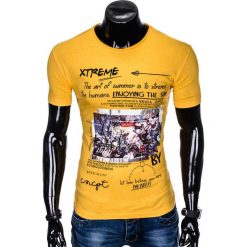 T-shirt męski z nadrukiem S997 - żółty. Żółte t-shirty męskie Ombre Clothing, s, z nadrukiem, bez kołnierzyka. Za 17,40 zł.