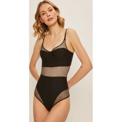 Dkny - Body. Czarne body damskie DKNY, z haftami, z tkaniny. Za 299,90 zł.