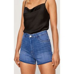 Tally Weijl - Szorty jeansowe. Niebieskie szorty damskie TALLY WEIJL, bez wzorów, z elastanu, casualowe, z podwyższonym stanem. W wyprzedaży za 69,90 zł.