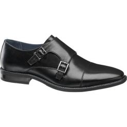 Półbuty męskie AM SHOE czarne. Czarne buty wizytowe męskie AM SHOE, bez wzorów, ze skóry, bez zapięcia. Za 199,90 zł.