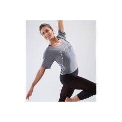 Koszulka krótka do tańca damska. Szare bluzki sportowe damskie DOMYOS, z elastanu, z krótkim rękawem. Za 49,99 zł.