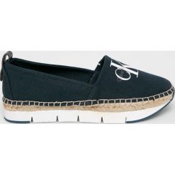 Calvin Klein Jeans - Espadryle. Niebieskie espadryle damskie Calvin Klein Jeans, bez wzorów, z jeansu, bez obcasa, na obcasie. W wyprzedaży za 359,90 zł.