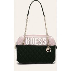 Guess Jeans - Torebka. Różowe torby damskie na zakupy z aplikacjami, z bawełny, pikowane. Za 629,90 zł.