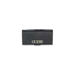 Portfele Guess HERITAGE POP FILE CLUTCH. Czarne portfele damskie marki Guess, z aplikacjami. Za 259,00 zł.